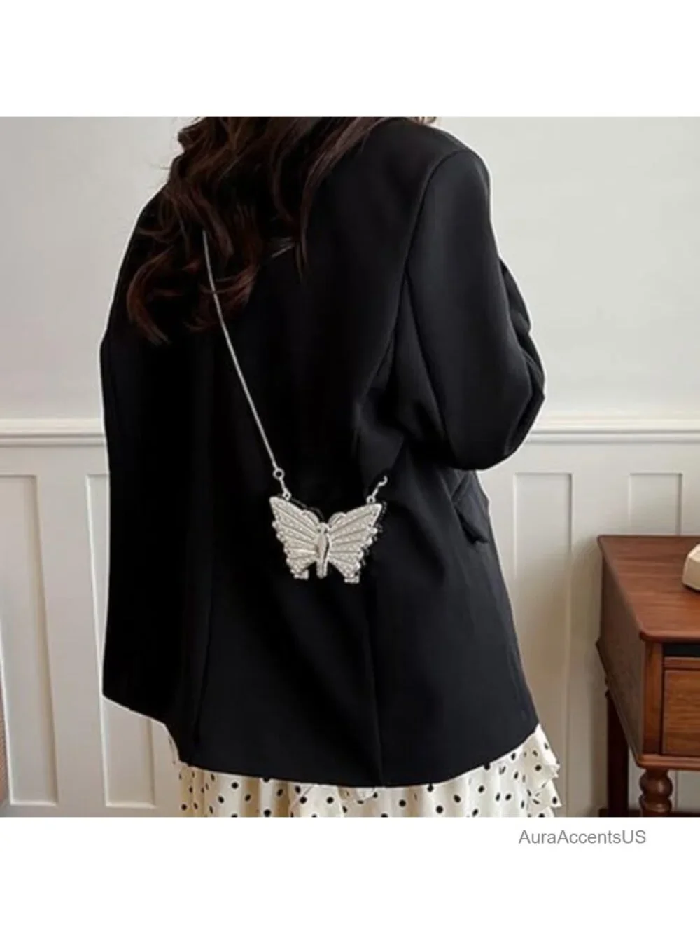 Mini Butterfly Evening Crossbody Bag Metal Purse Clutch for Women